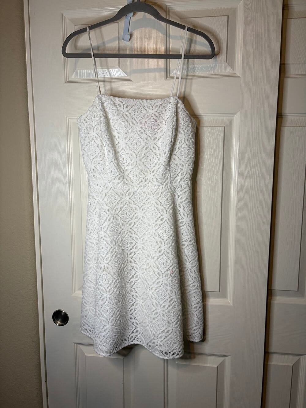 Lily Pulitzer White Eyelet Lace Spaghetti Strap Mini Dress Small